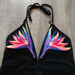 NWT PINK Victoria's Secret Halter Top Applique One Piece Swimsuit